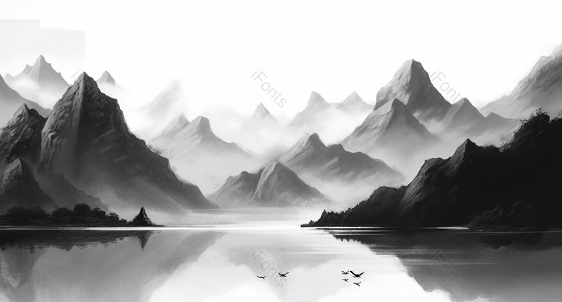 湖光山色水软山温新中式水墨意境山水画,插画/手绘图,插画/手绘图库,插画/手绘图下载,插画/手绘
